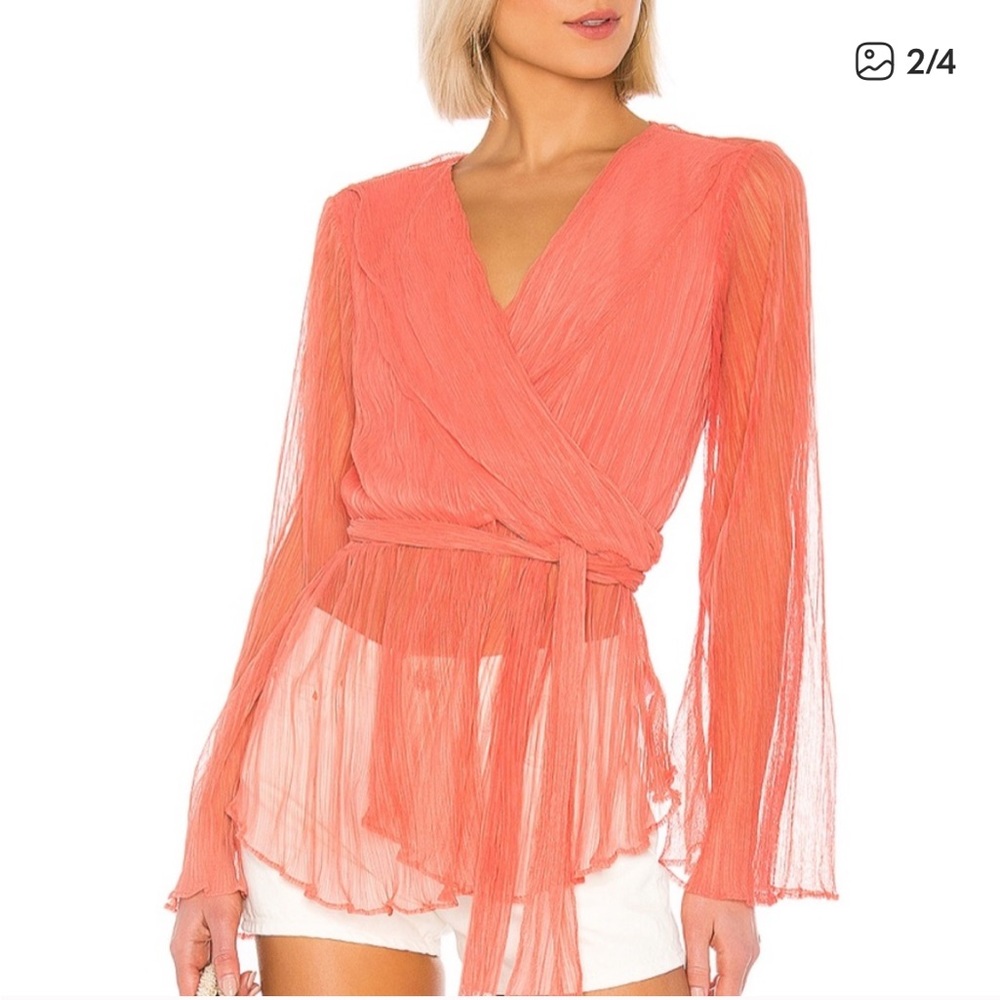 House Of Harlow 1960 x Revolve Meriem Blouse In Coral Size Small